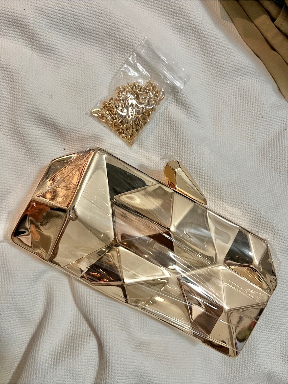 Metallic Gold Geometric Evening Clutch